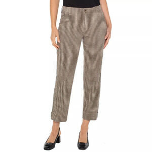 LIVERPOOL UTILITY PANT WITH TAB HEM Size 44 / BLACK TAN HOUNDSTOOTH